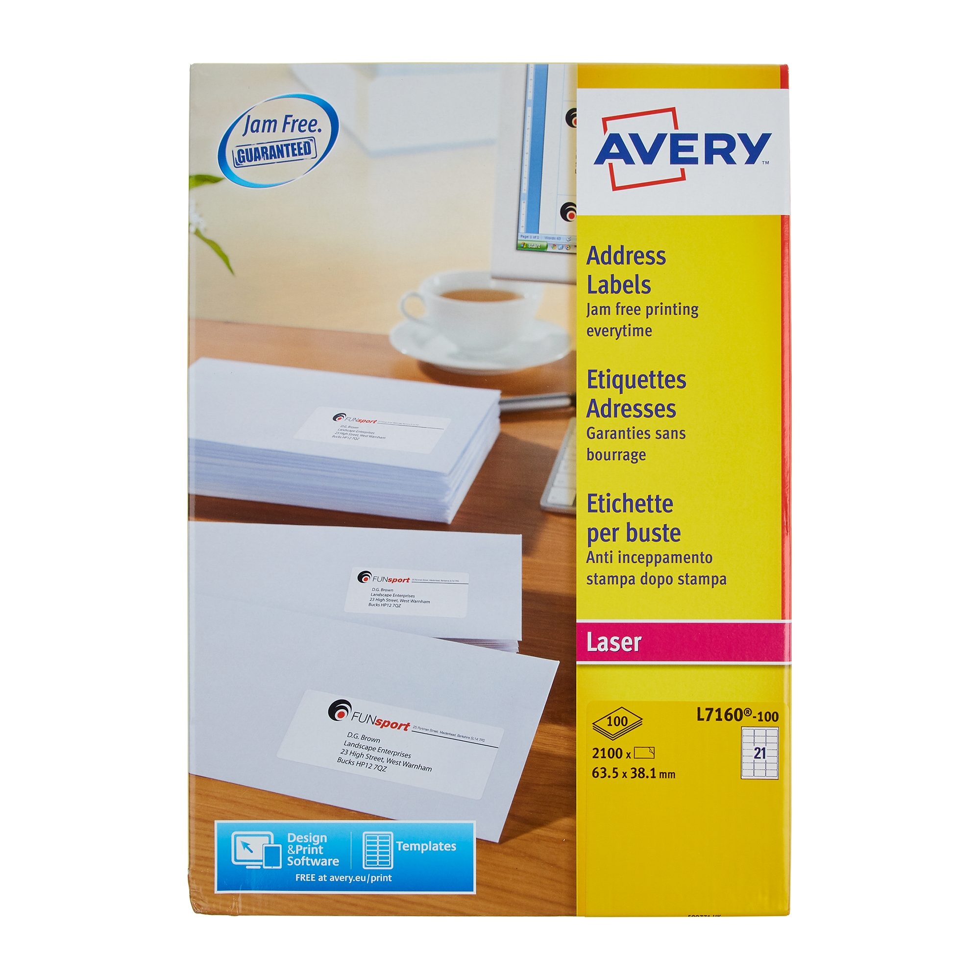 White Avery Jam-Free Quick PEEL Labels - Box of 100 Sheets